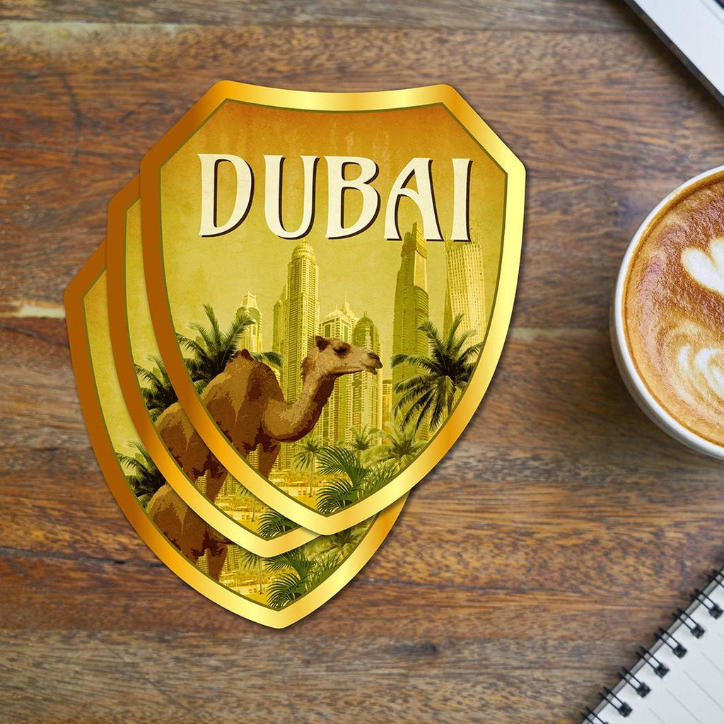 Dubai travel sticker, vintage style decal for suitcase, luggage, laptop or water bottle
