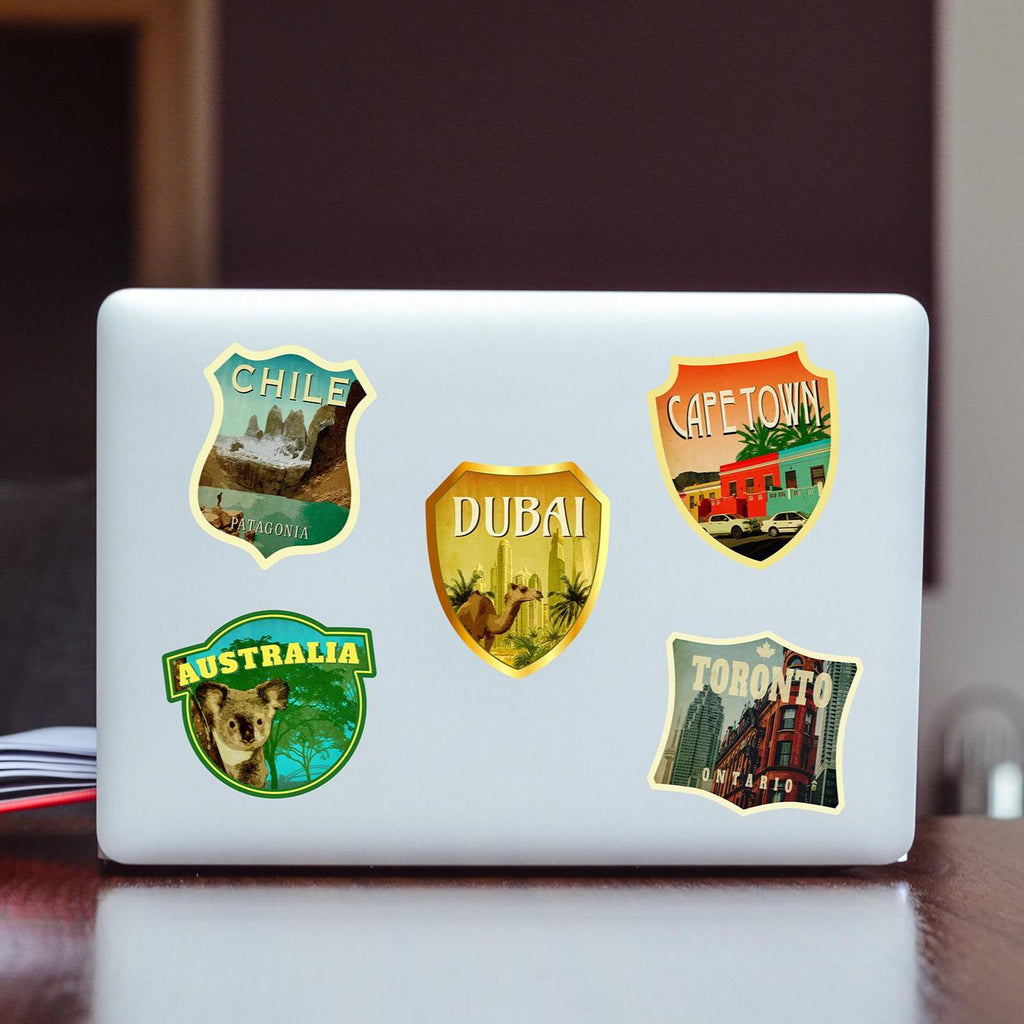 Dubai travel sticker, vintage style decal for suitcase, luggage, laptop or water bottle