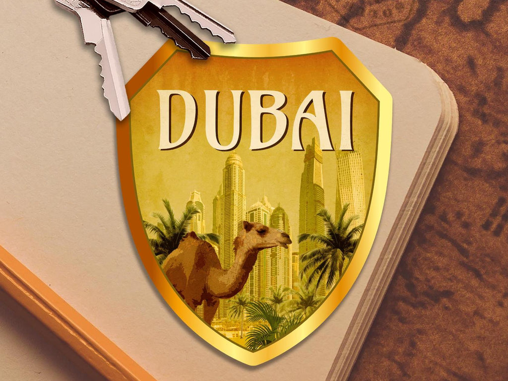 Dubai travel sticker, vintage style decal for suitcase, luggage, laptop or water bottle