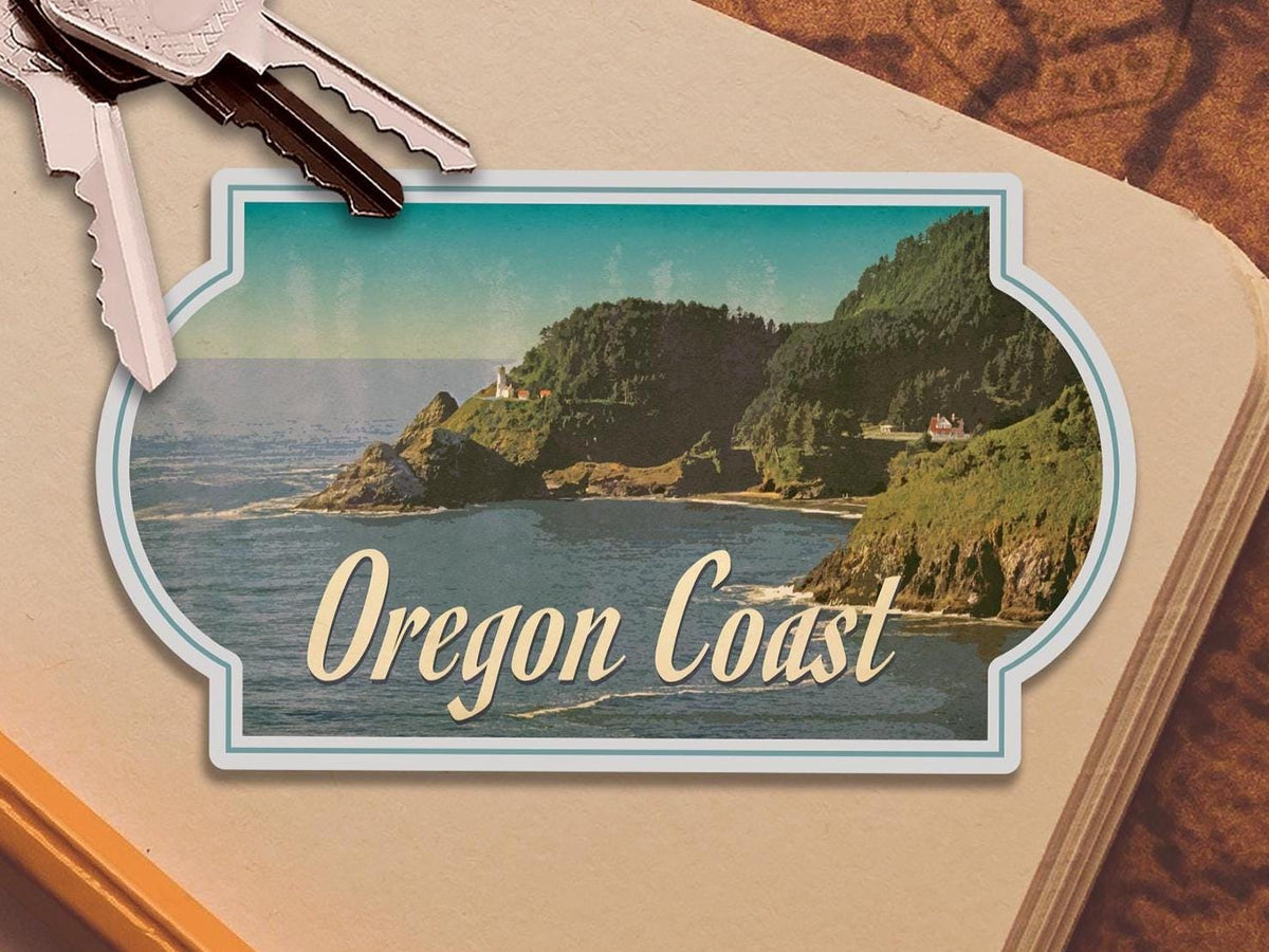 Oregon Coast travel sticker, vintage style decal for suitcase, luggage, laptop or water bottle