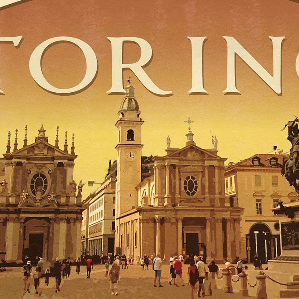 Torino Italy Travel Sticker: Vintage-Style Luggage Decal