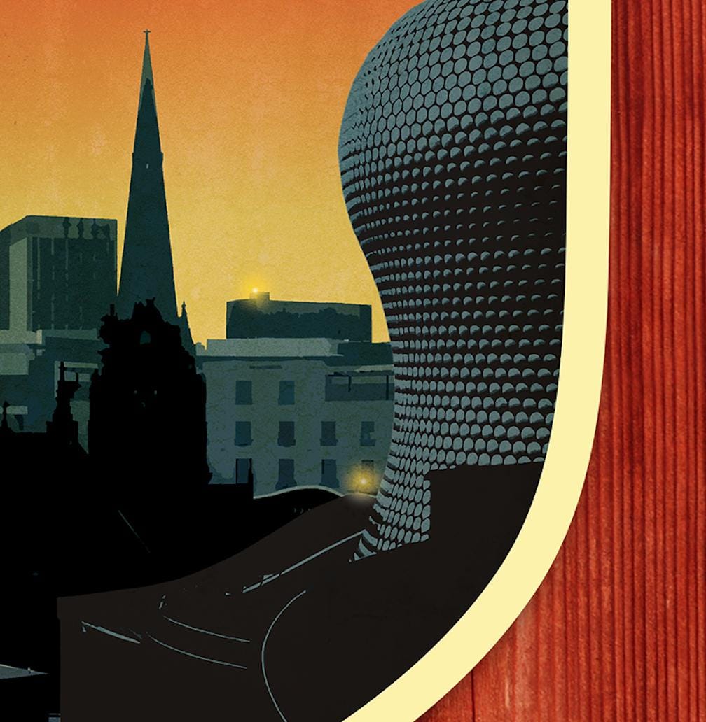 Birmingham England Travel Sticker: Vintage-Style Luggage Decal