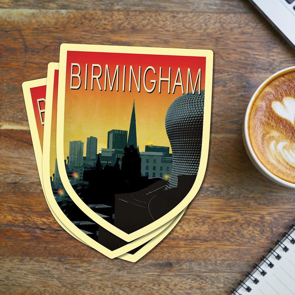 Birmingham England Travel Sticker: Vintage-Style Luggage Decal