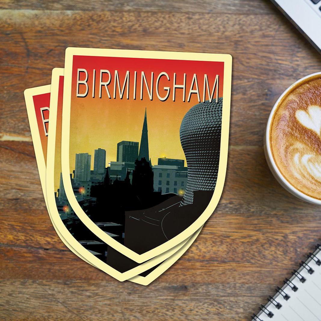 Birmingham England Travel Sticker: Vintage-Style Luggage Decal