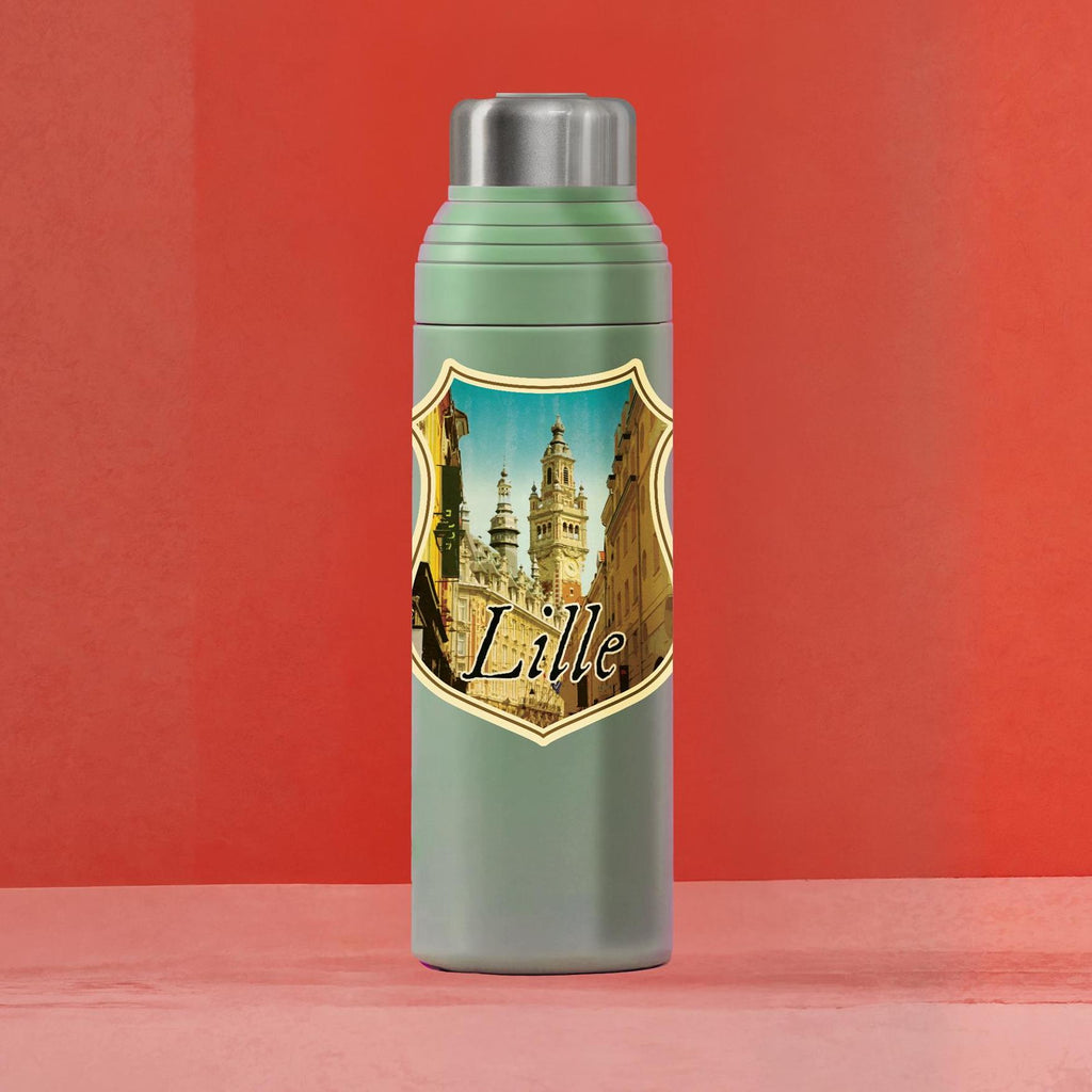 Lille France Travel Sticker: Vintage Suitcase Luggage Decal