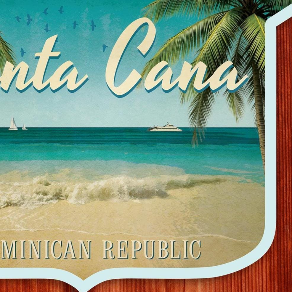 Punta Cana Travel Sticker: Vintage Suitcase Decal, Dominican Republic