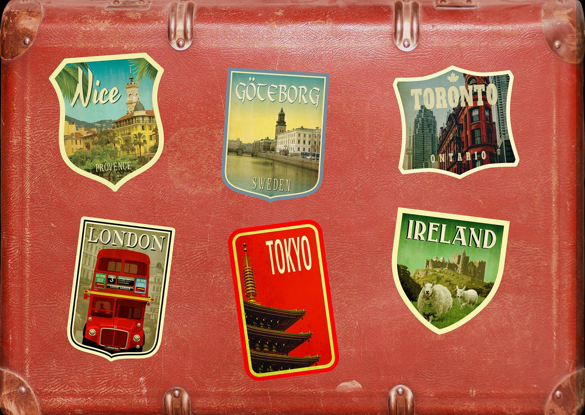 Gothenburg Sweden Travel Sticker: Vintage Luggage Label Style