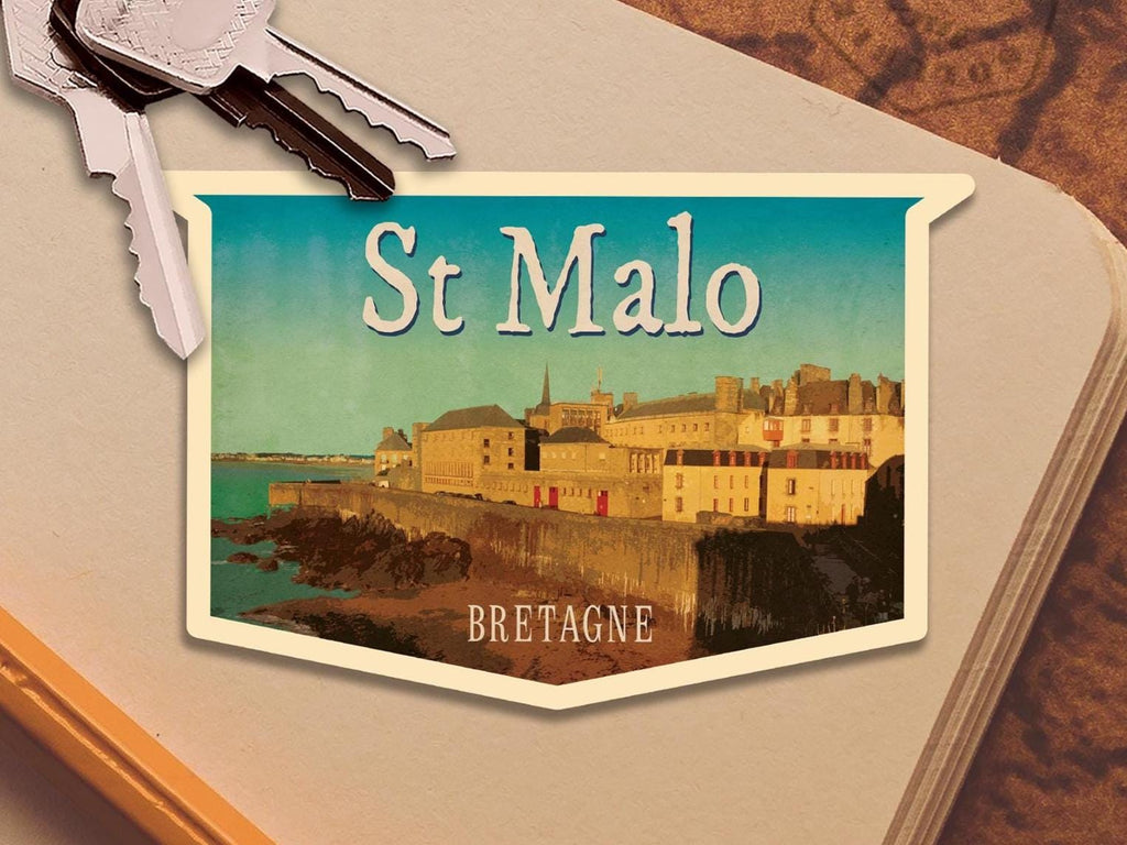 St Malo France Travel Sticker: Vintage-Style Luggage Decal