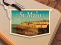 St Malo France Travel Sticker: Vintage-Style Luggage Decal