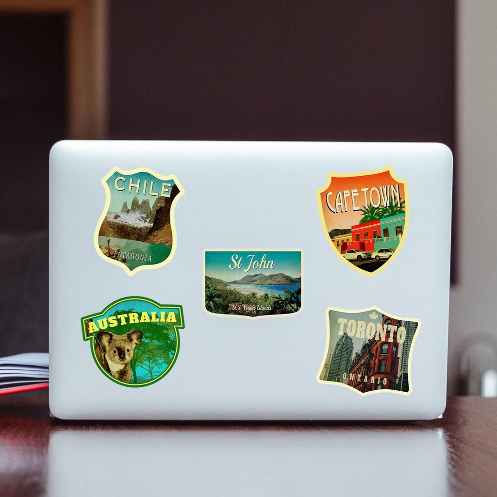 St John Virgin Islands Travel Sticker: Vintage Suitcase Decal