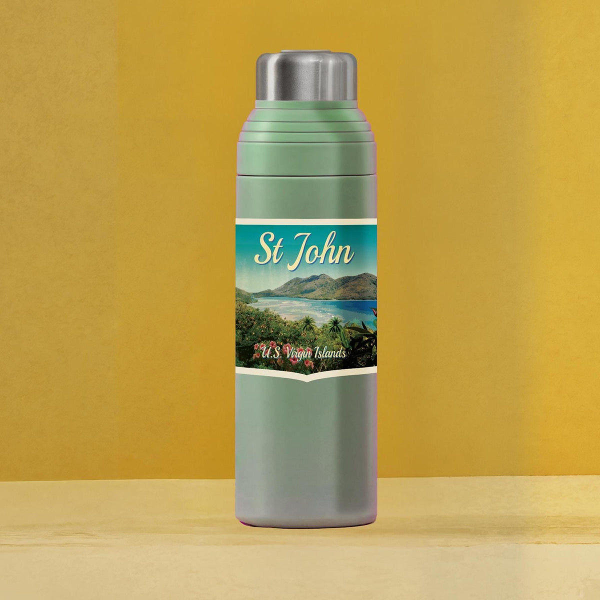 St John Virgin Islands Travel Sticker: Vintage Suitcase Decal