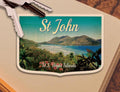 St John Virgin Islands Travel Sticker: Vintage Suitcase Decal