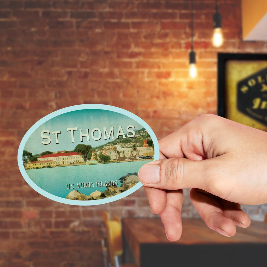 St Thomas Virgin Islands Travel Sticker: Vintage Suitcase Decal