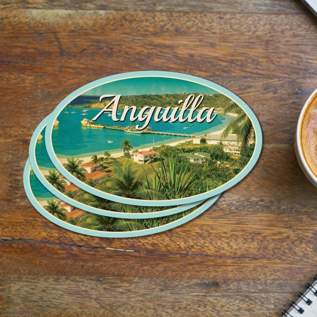 Anguilla travel sticker, vintage style decal for suitcase, luggage, laptop or water bottle