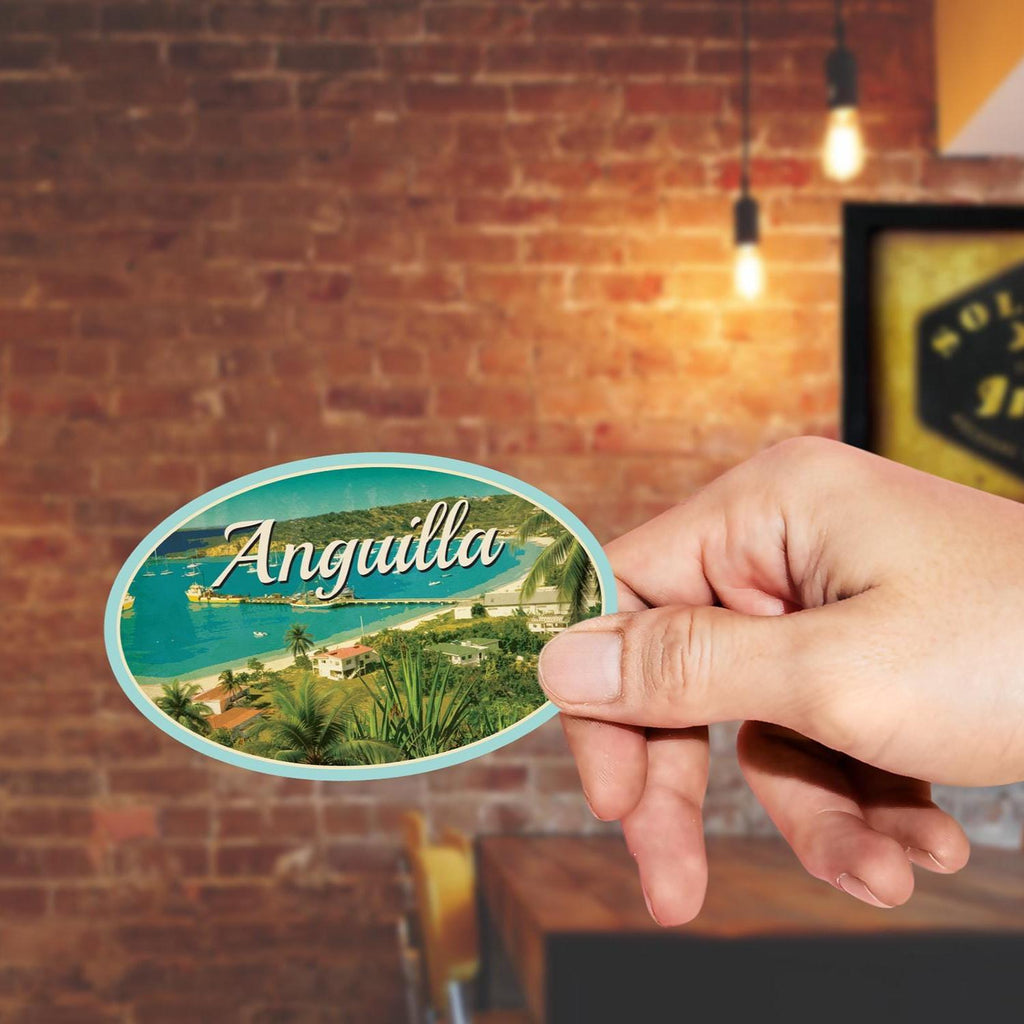 Anguilla travel sticker, vintage style decal for suitcase, luggage, laptop or water bottle