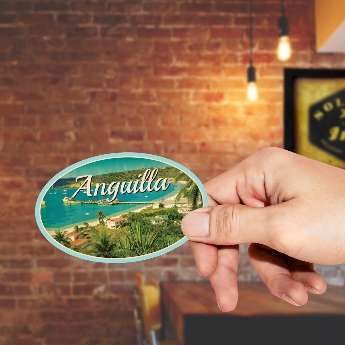 Anguilla travel sticker, vintage style decal for suitcase, luggage, laptop or water bottle
