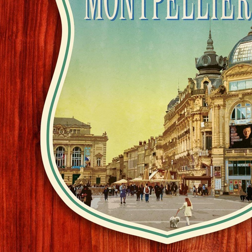 Montpellier France Travel Sticker: Vintage-Style Luggage Decal