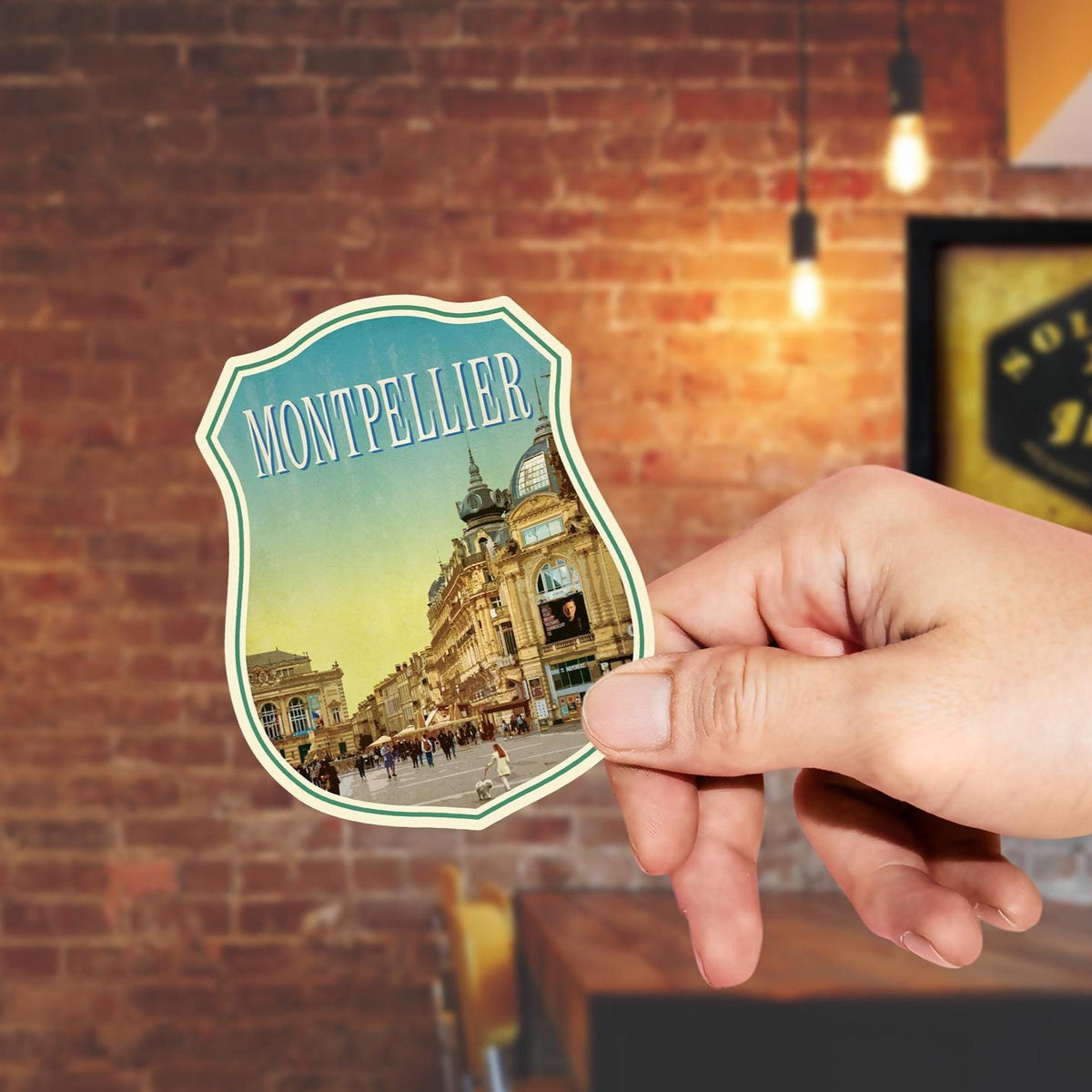 Montpellier France Travel Sticker: Vintage-Style Luggage Decal