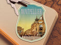 Montpellier France Travel Sticker: Vintage-Style Luggage Decal