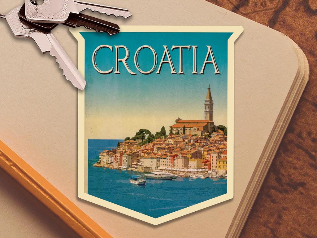 Croatia Travel Sticker: Vintage-Style Luggage Decal