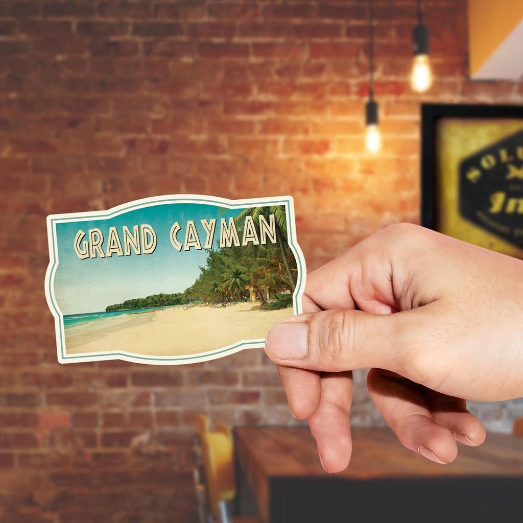 Grand Cayman travel sticker, vintage style decal for suitcase, luggage, laptop or water bottle