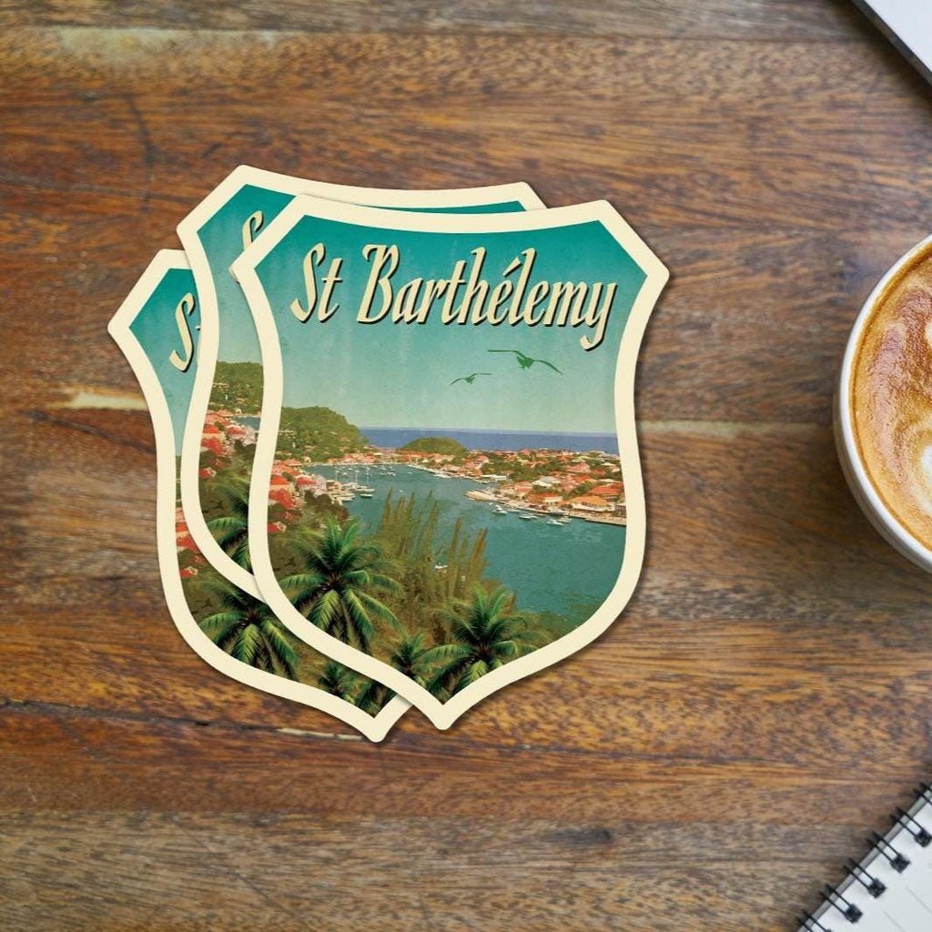 St Barthélemy Travel Sticker, Vintage Style Luggage Decal