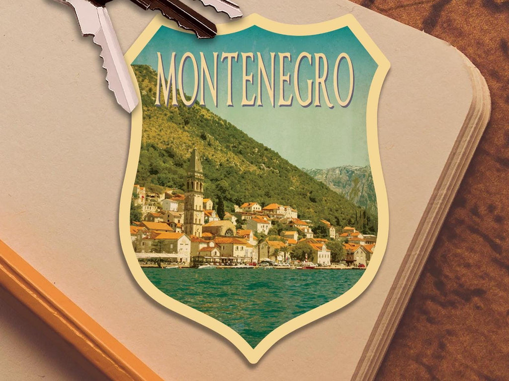Montenegro Travel Sticker: Vintage style Luggage Decal