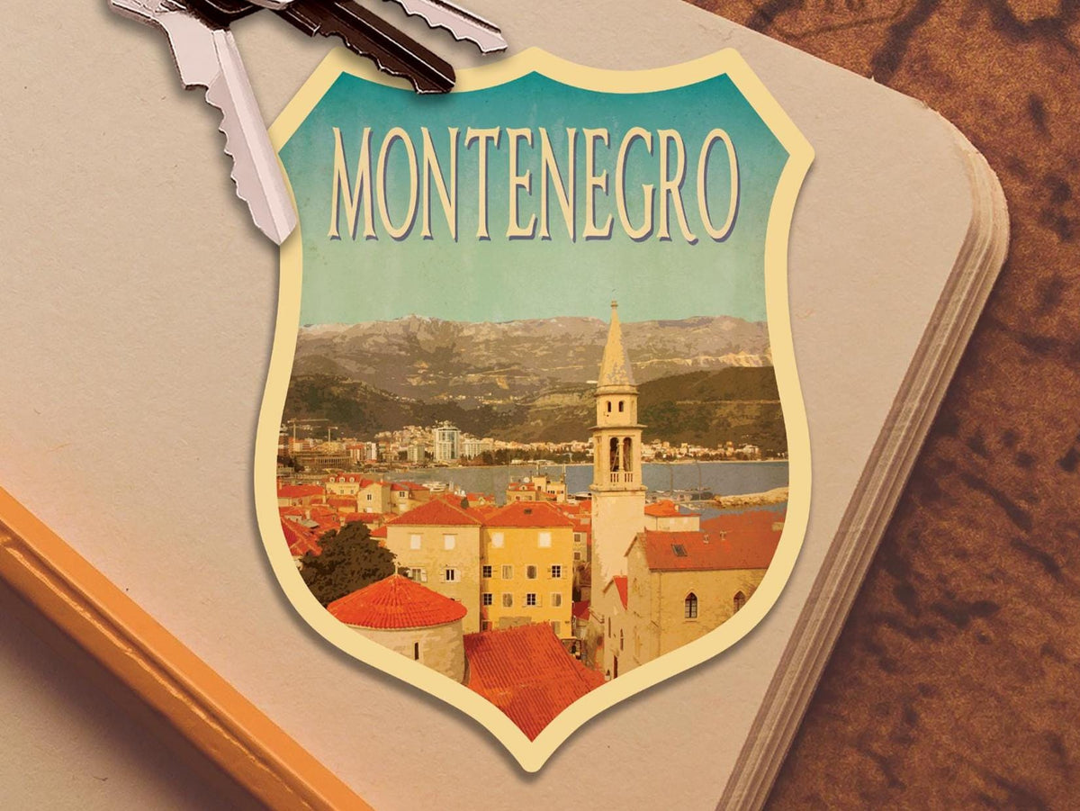 Montenegro Travel Sticker: Vintage style Luggage Decal