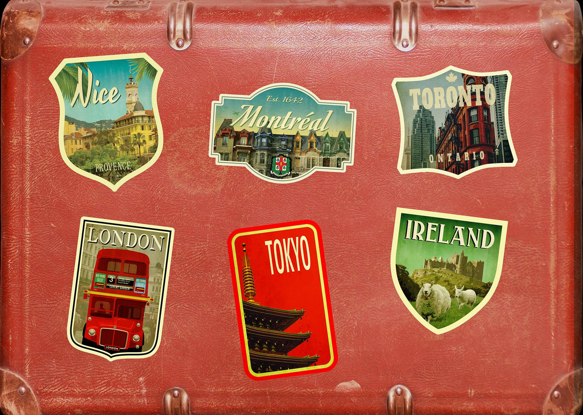 Montréal travel sticker, vintage style decal for suitcase, luggage, laptop or water bottle
