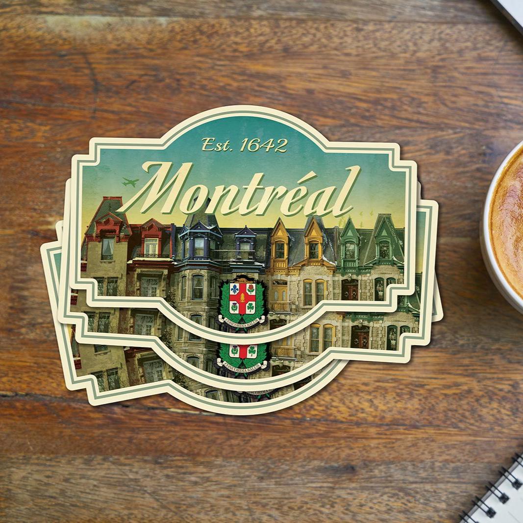 Montréal travel sticker, vintage style decal for suitcase, luggage, laptop or water bottle