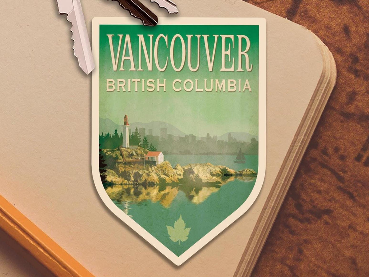 Vancouver travel sticker, vintage style decal for suitcase, luggage, laptop or water bottle
