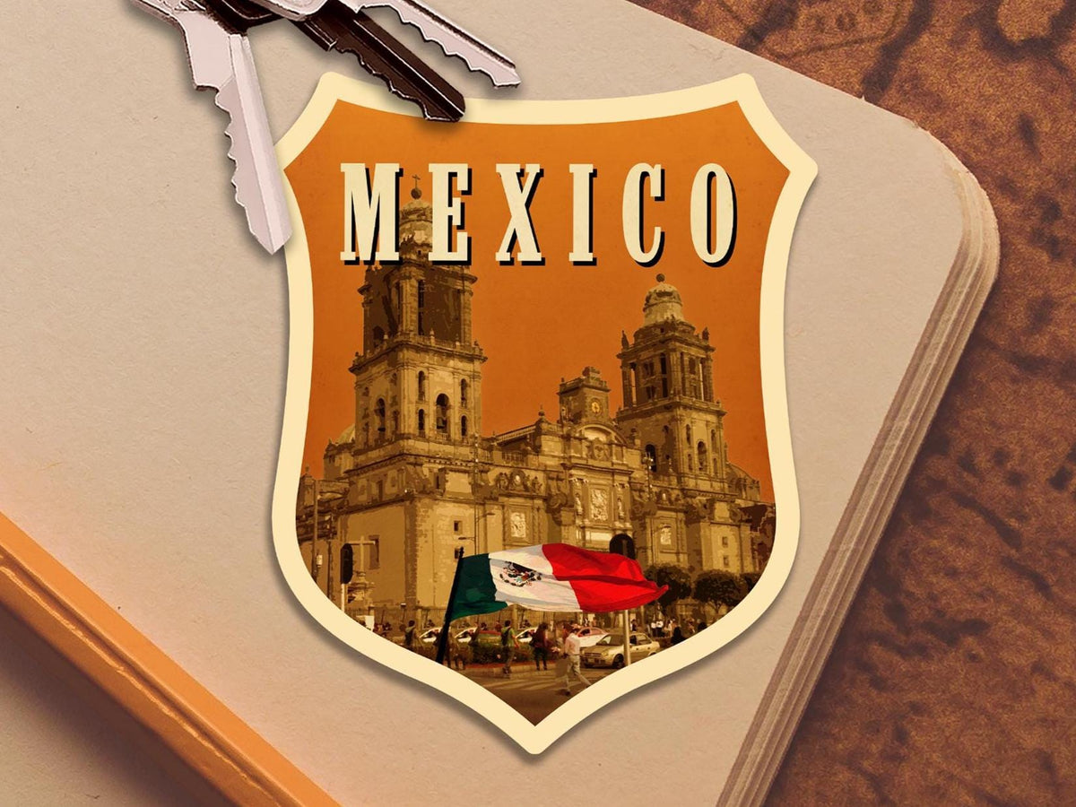 Mexico travel sticker, vintage style decal for suitcase, luggage, car, laptop or water bottle