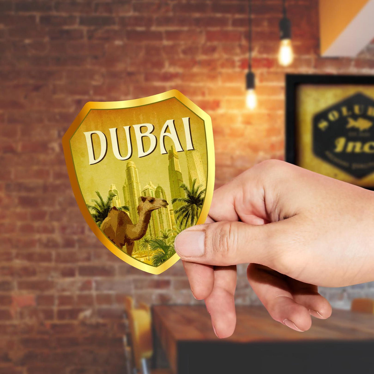Dubai travel sticker, vintage style decal for suitcase, luggage, laptop or water bottle