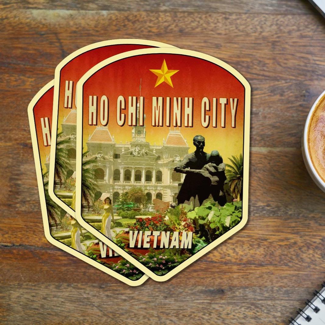 Ho Chi Minh City Travel Sticker: Vintage Vietnam Decal