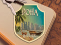Doha travel sticker, vintage style decal for suitcase, luggage, laptop or water bottle