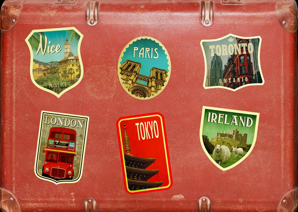 Paris Travel Sticker: Vintage style Decal for Laptop, Suitcase
