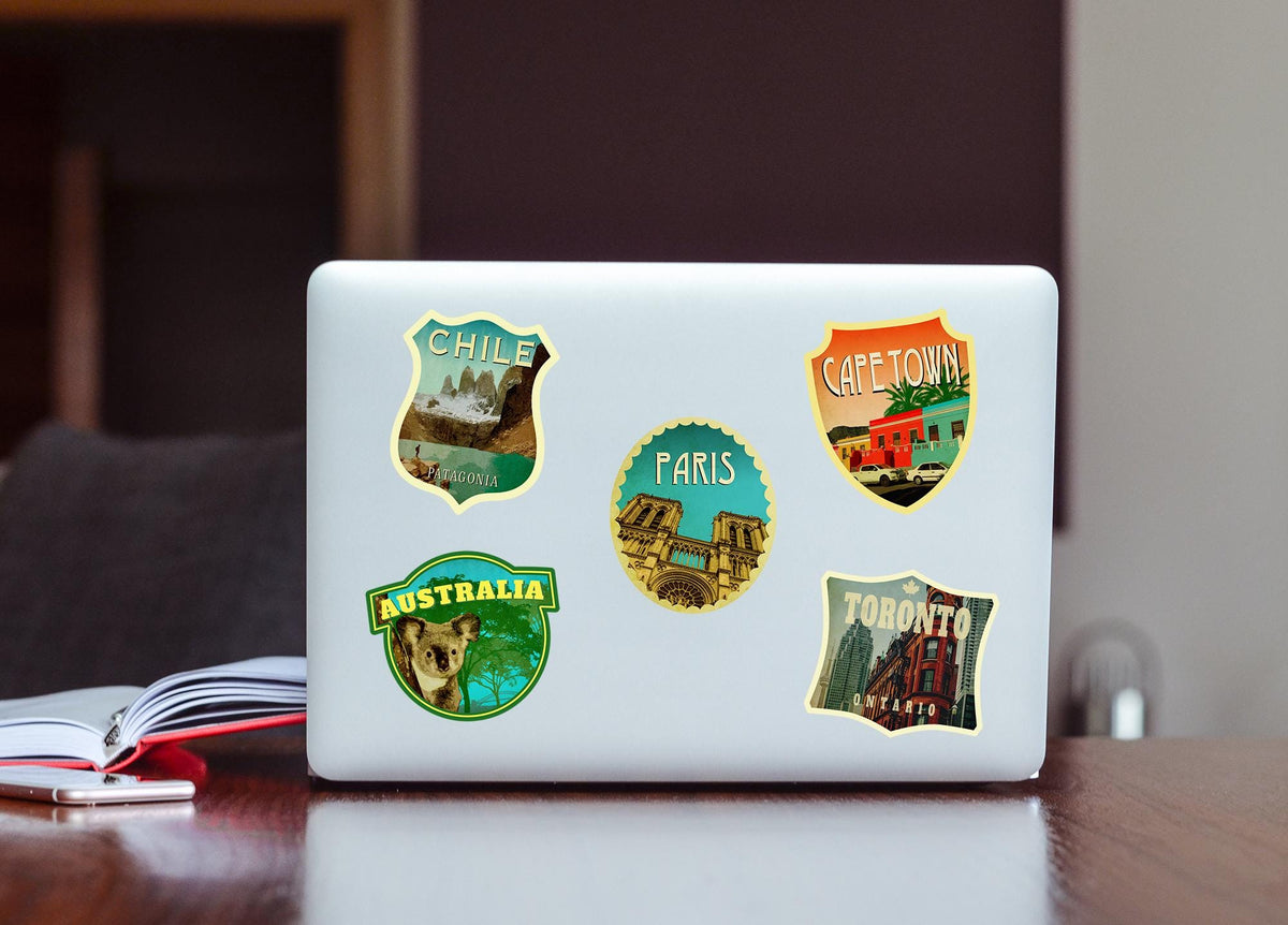 Paris Travel Sticker: Vintage style Decal for Laptop, Suitcase