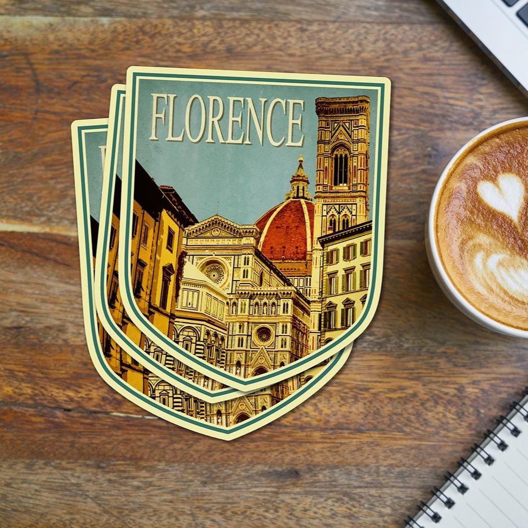 Florence Travel Sticker: Vintage-Style Luggage Decal