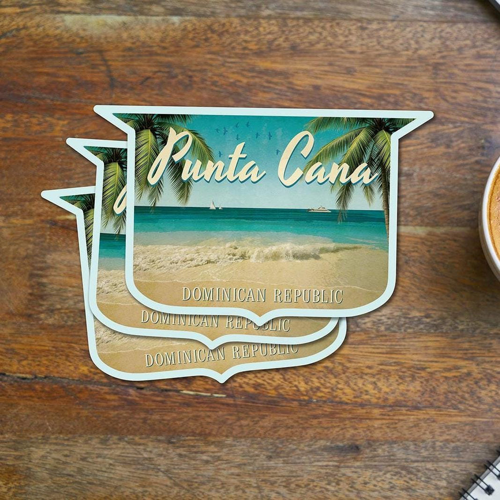 Punta Cana Travel Sticker: Vintage Suitcase Decal, Dominican Republic