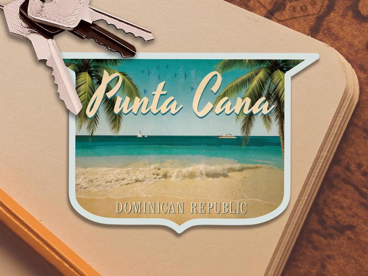Punta Cana Travel Sticker: Vintage Suitcase Decal, Dominican Republic