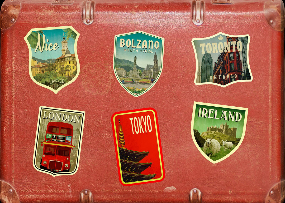 Bolzano Italy Travel Sticker: Vintage Suitcase Luggage Decal
