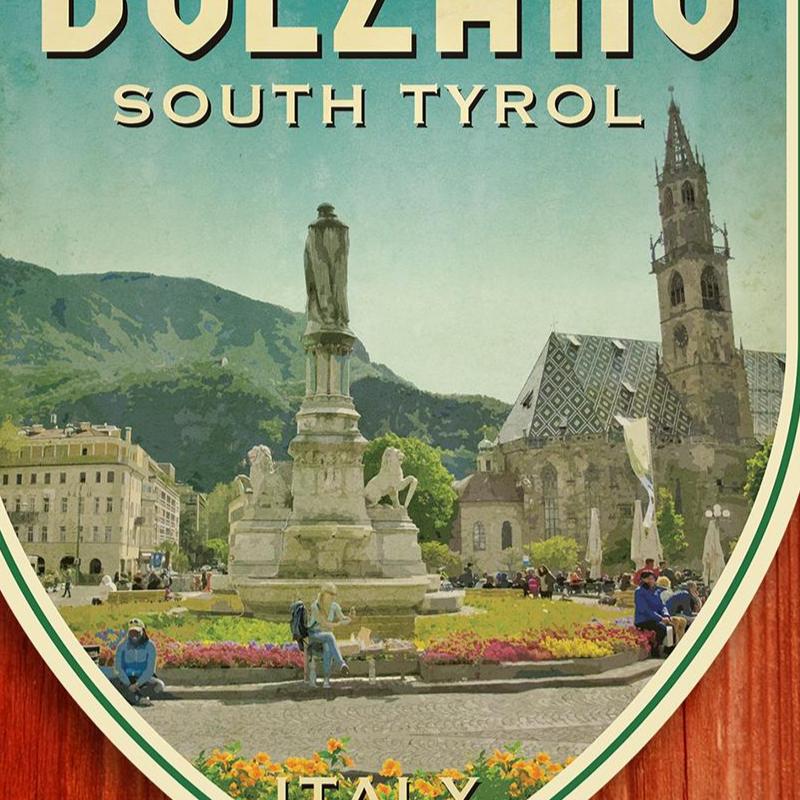 Bolzano Italy Travel Sticker: Vintage Suitcase Luggage Decal