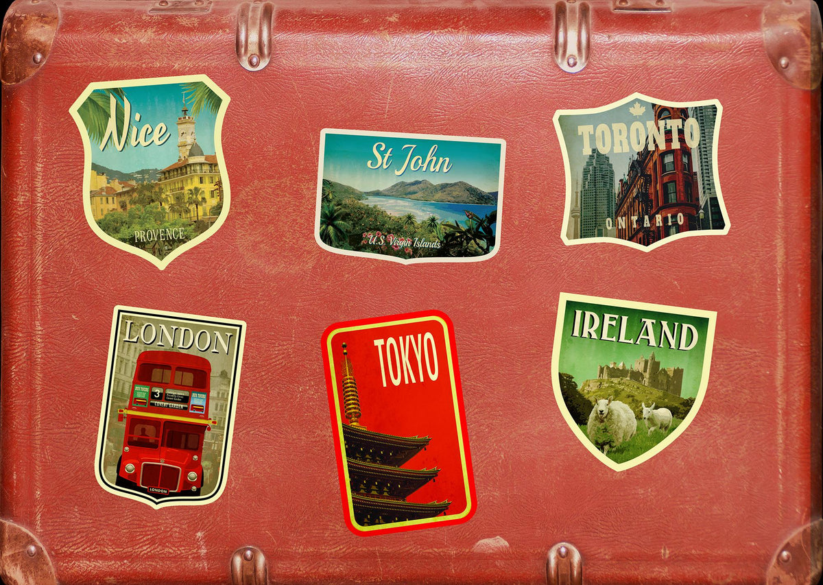 St John Virgin Islands Travel Sticker: Vintage Suitcase Decal