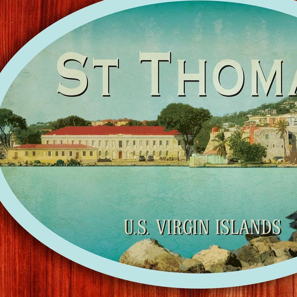 St Thomas Virgin Islands Travel Sticker: Vintage Suitcase Decal