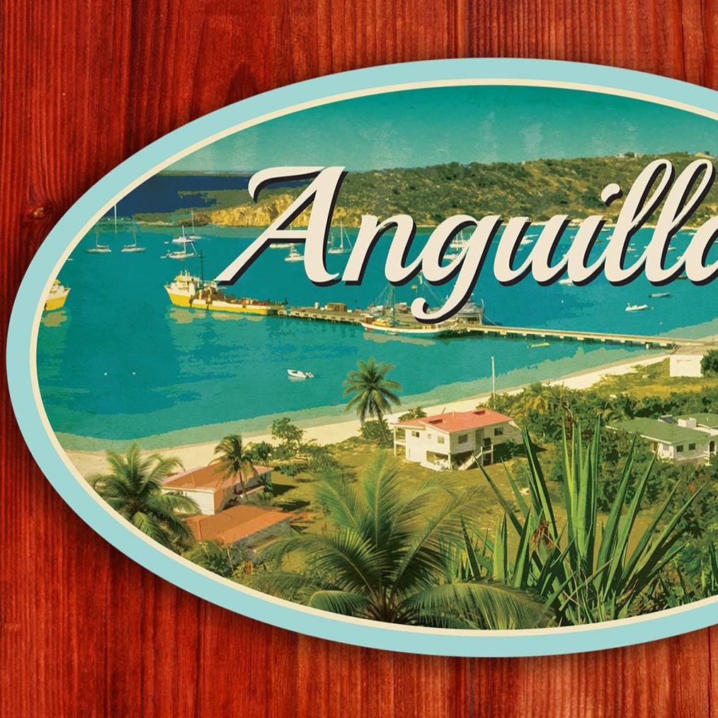 Anguilla travel sticker, vintage style decal for suitcase, luggage, laptop or water bottle