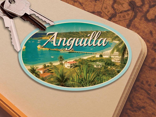Anguilla travel sticker, vintage style decal for suitcase, luggage, laptop or water bottle