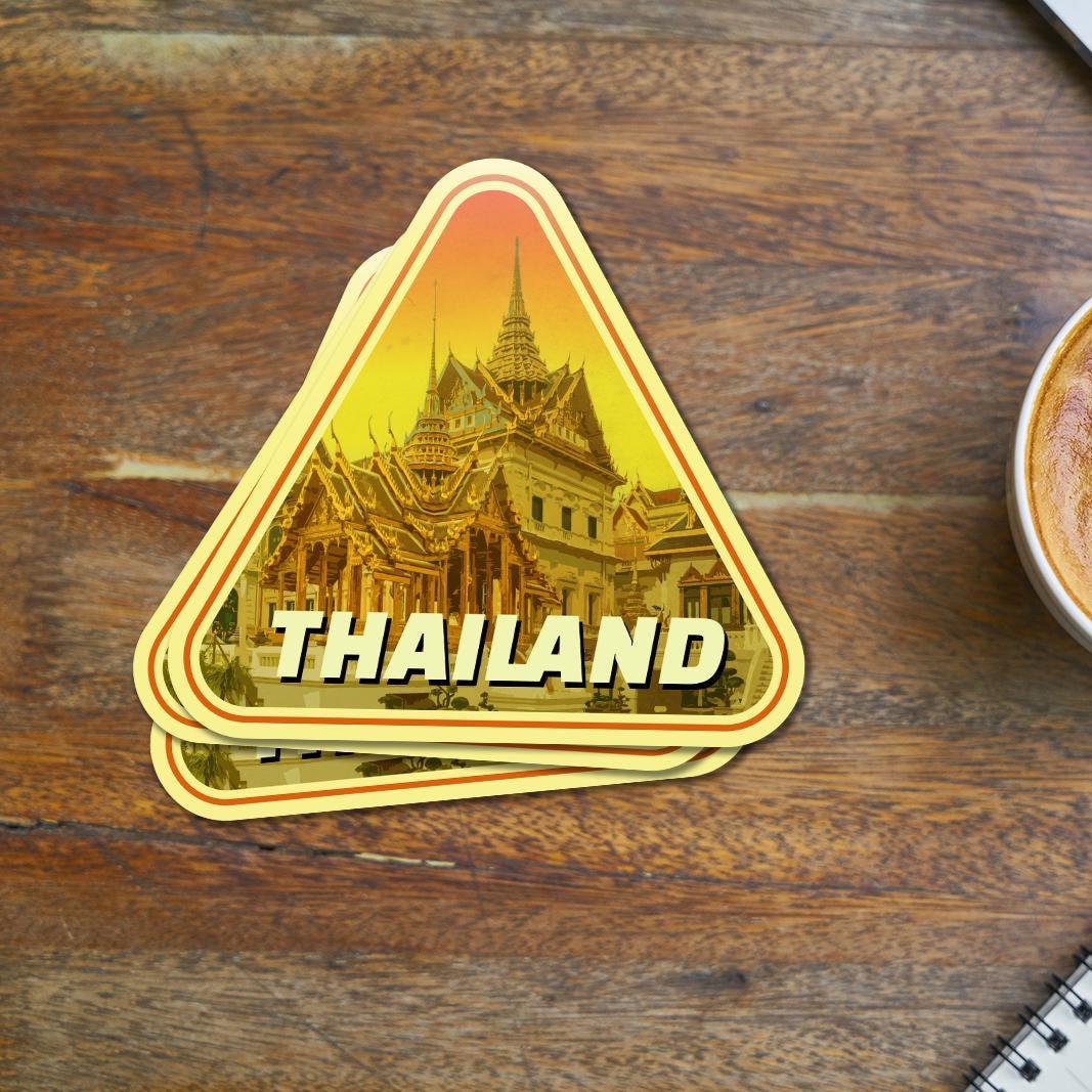 Thailand travel sticker, vintage style decal for suitcase, luggage, laptop or water bottle