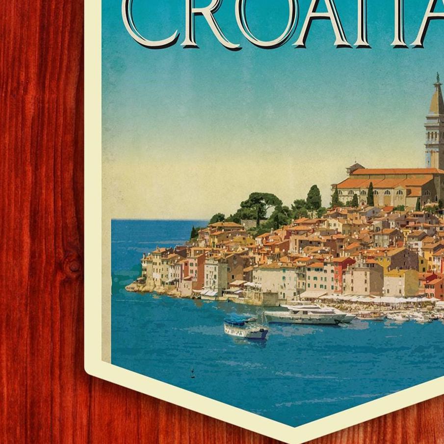 Croatia Travel Sticker: Vintage-Style Luggage Decal
