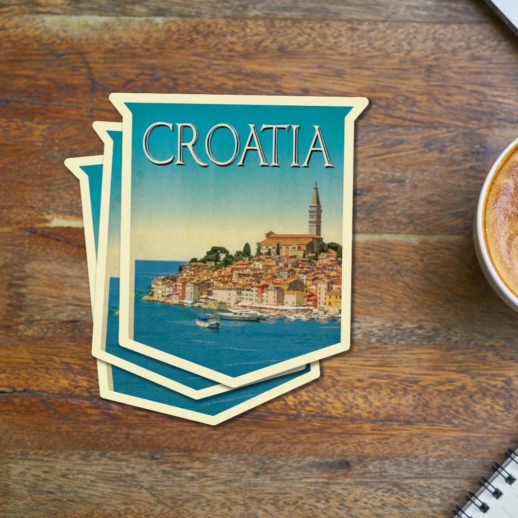 Croatia Travel Sticker: Vintage-Style Luggage Decal