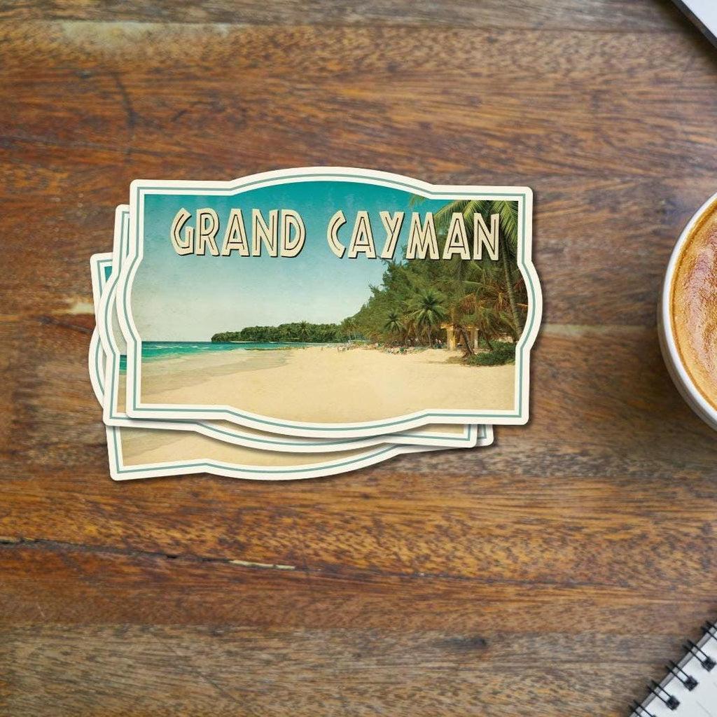 Grand Cayman travel sticker, vintage style decal for suitcase, luggage, laptop or water bottle